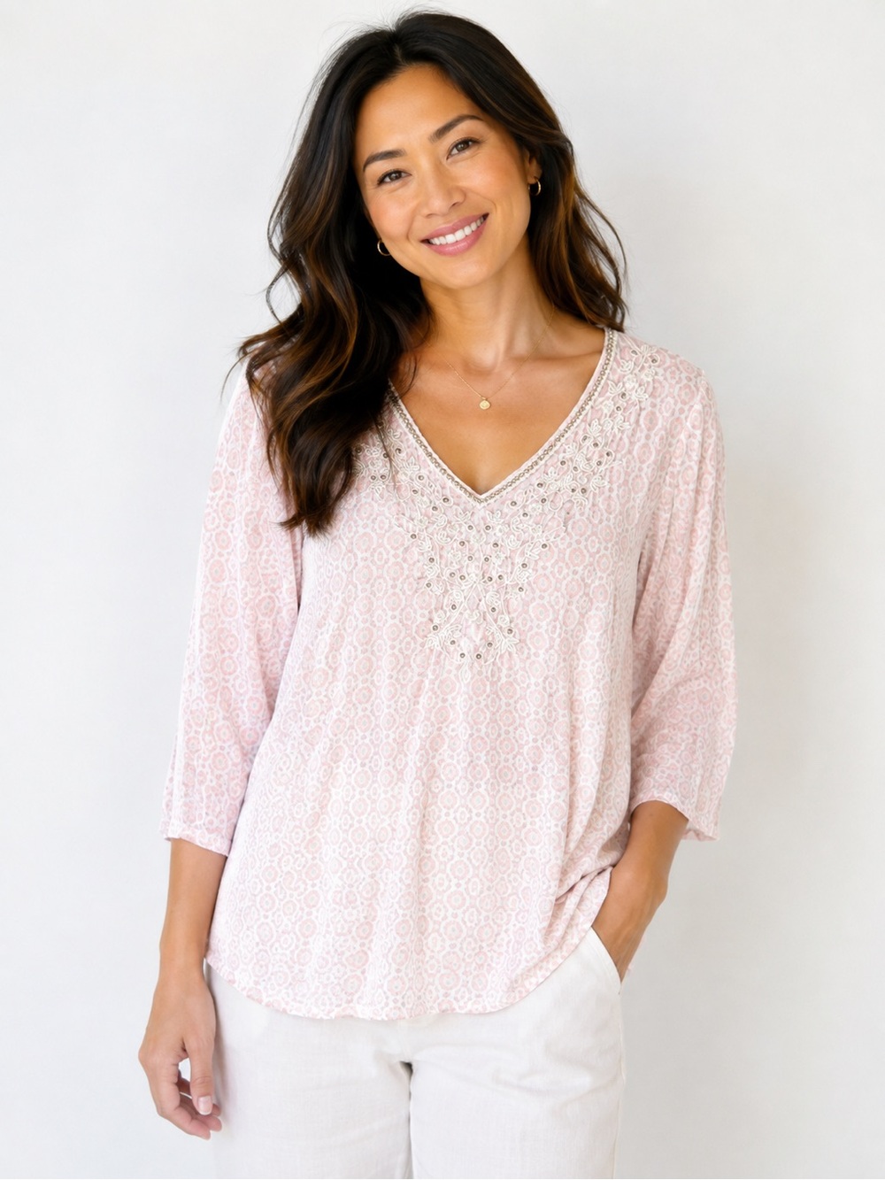 Thomas & Olivia‎ Pink and White Tunic, Size M